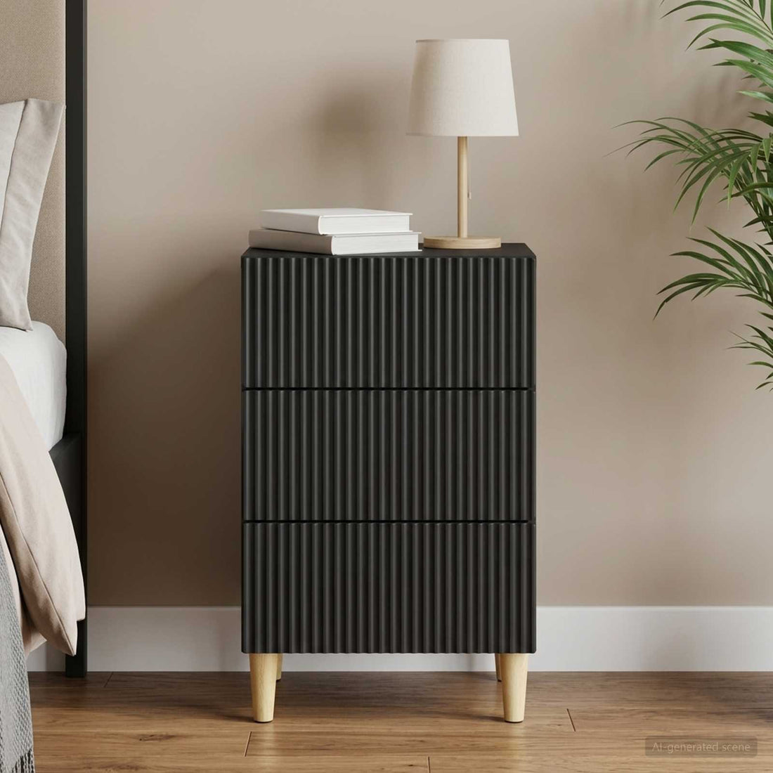 vidaXL Armario de Noche Negro 43 x 41 x 66,5 cm Madera de Ingeniería