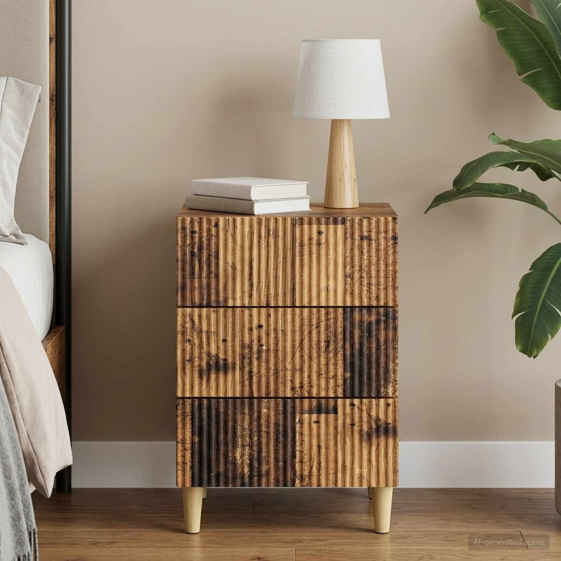 vidaXL Armario de Noche Madera envejecida 43 x 41 x 66,5 cm