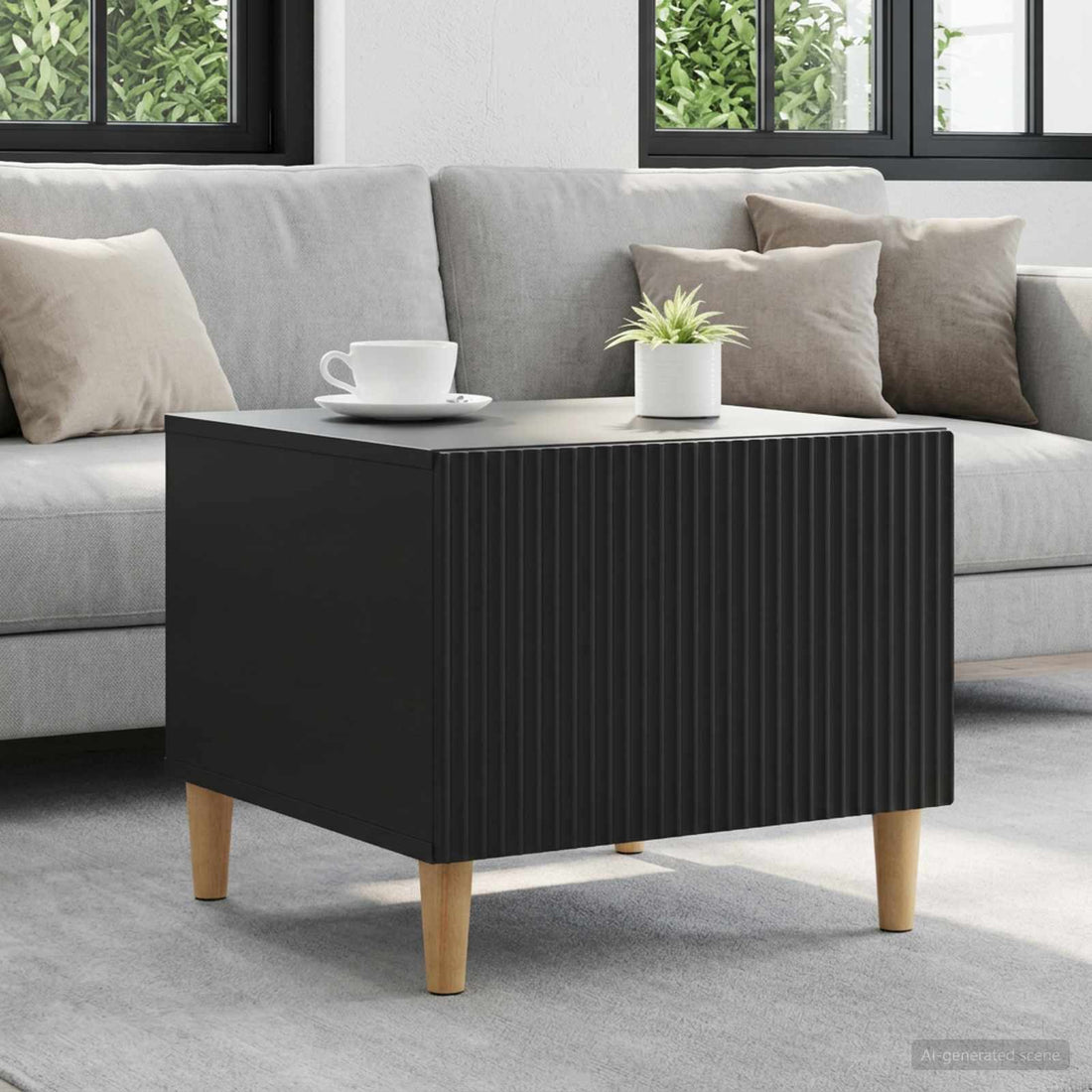 vidaXL Mesa de Café Negro 49 x 50 x 40 cm Madera de Ingeniería