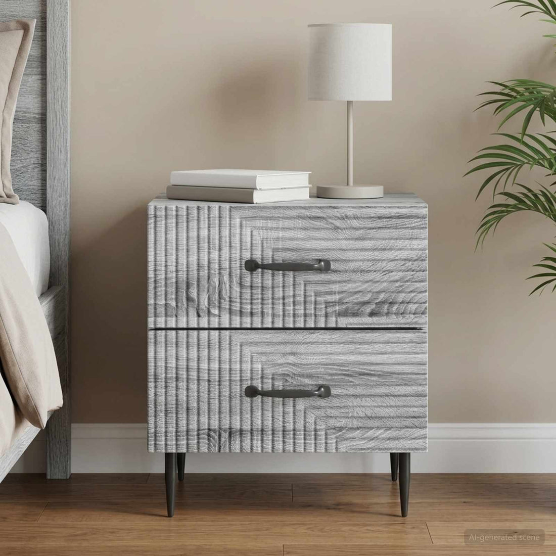 vidaXL Armario de Noche Gris Sonoma 43 x 34,5 x 47,5 cm