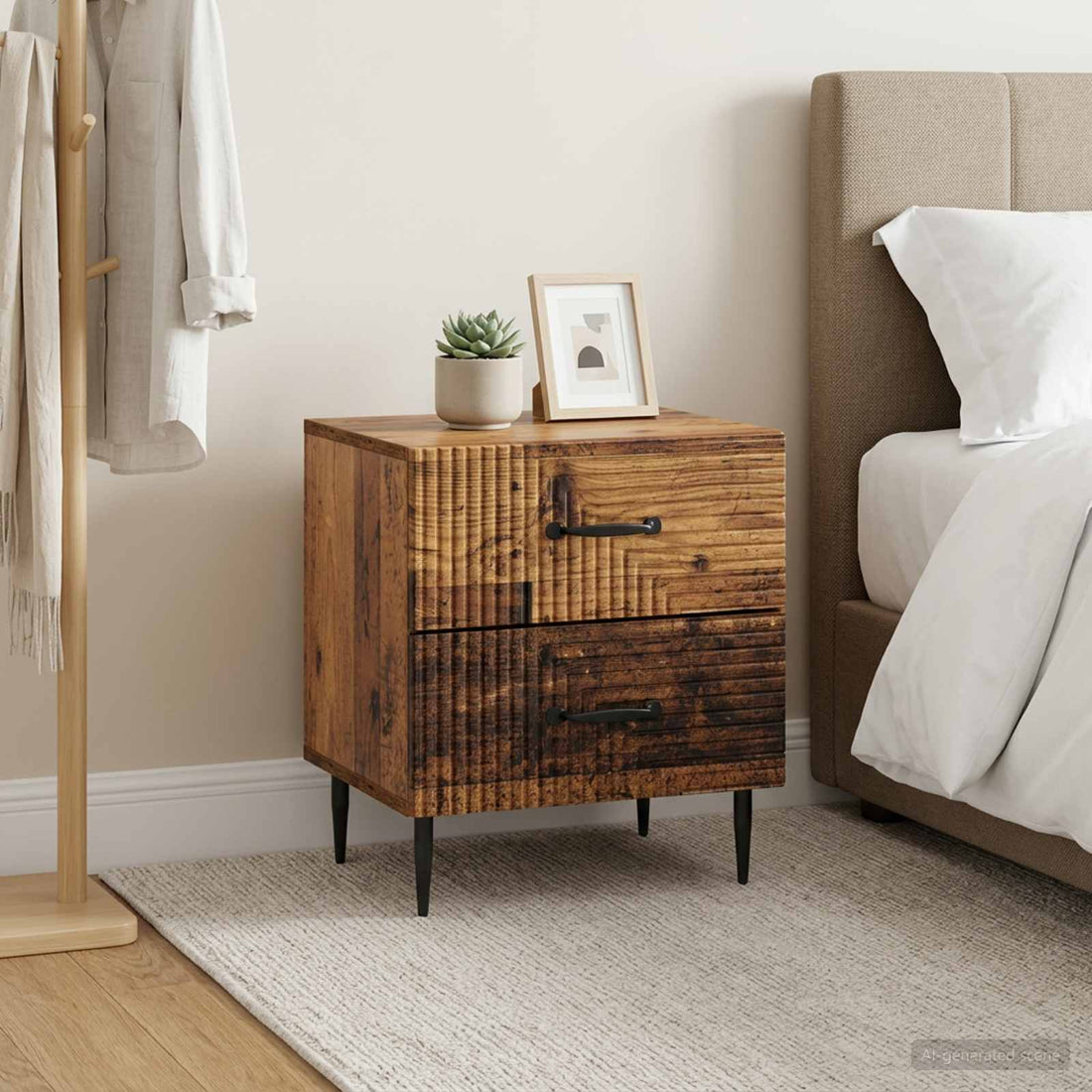 vidaXL Armario de Noche 2 uds. Madera envejecida 43 x 34,5 x 47,5 cm