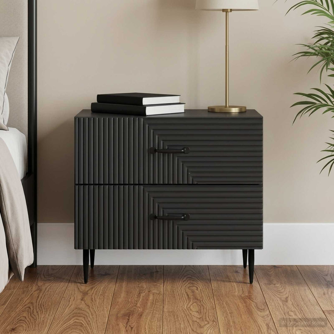 vidaXL Armario de Noche Negro 62 x 34,5 x 47,5 cm Madera de Ingeniería