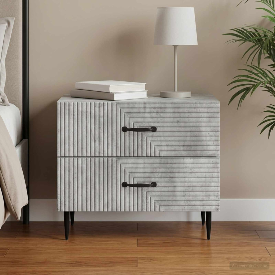 vidaXL Armario de Noche con cajón Gris Hormigón 62 x 34,5 x 47,5 cm