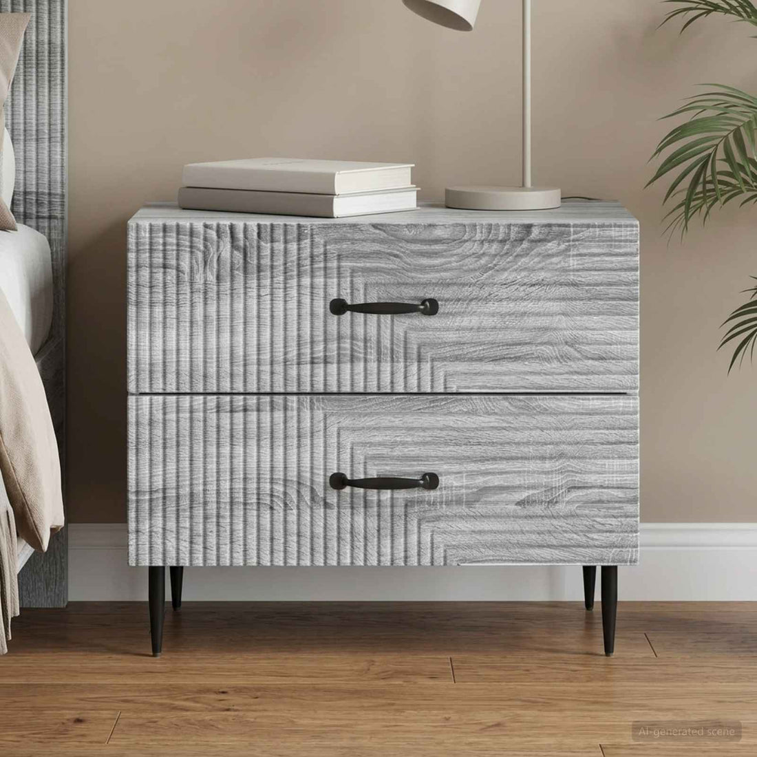 vidaXL Armario de Noche con cajón Gris Sonoma 62 x 34,5 x 47,5 cm