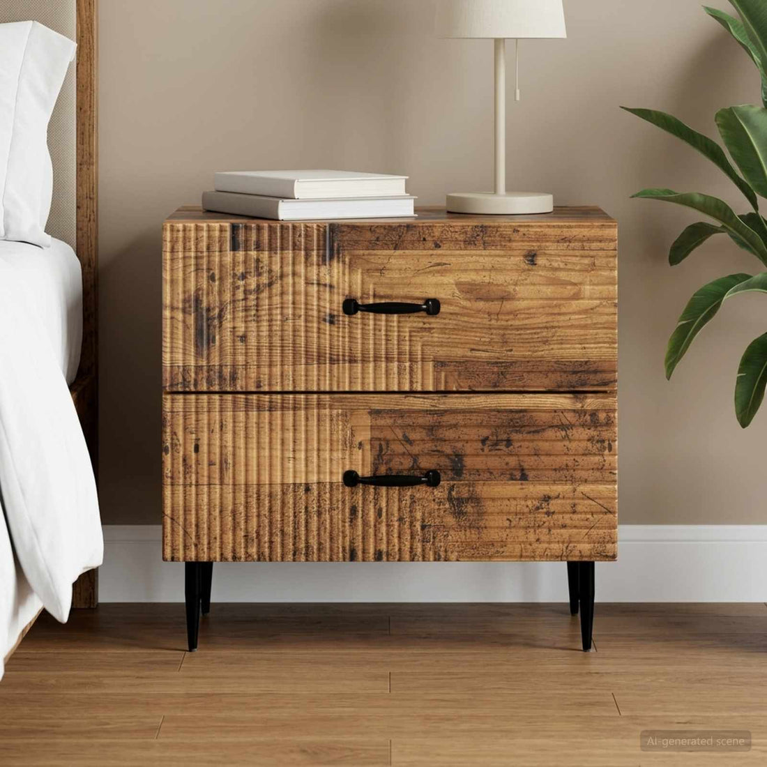 vidaXL Armario de Noche Madera envejecida 62 x 34,5 x 47,5 cm