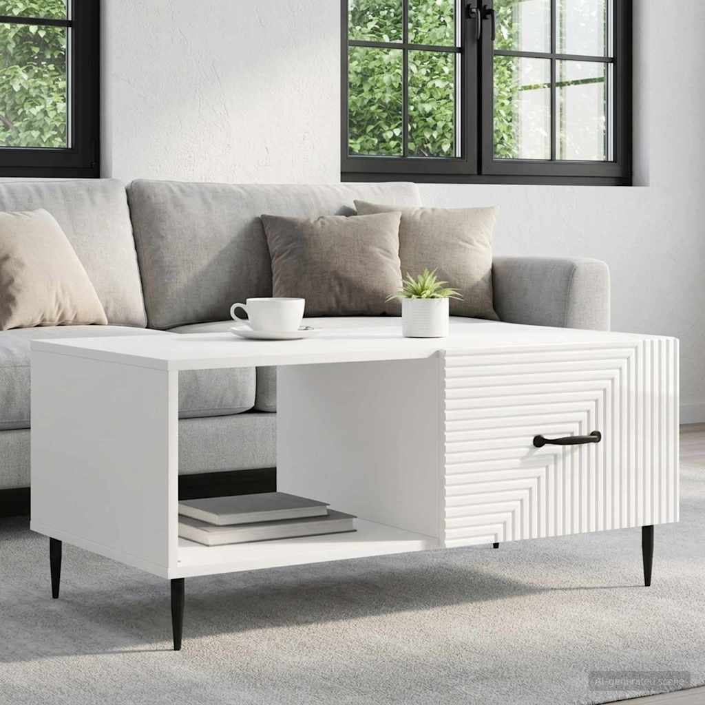 vidaXL Mesa de Café Brillante 90 x 50 x 40 cm Madera de Ingeniería
