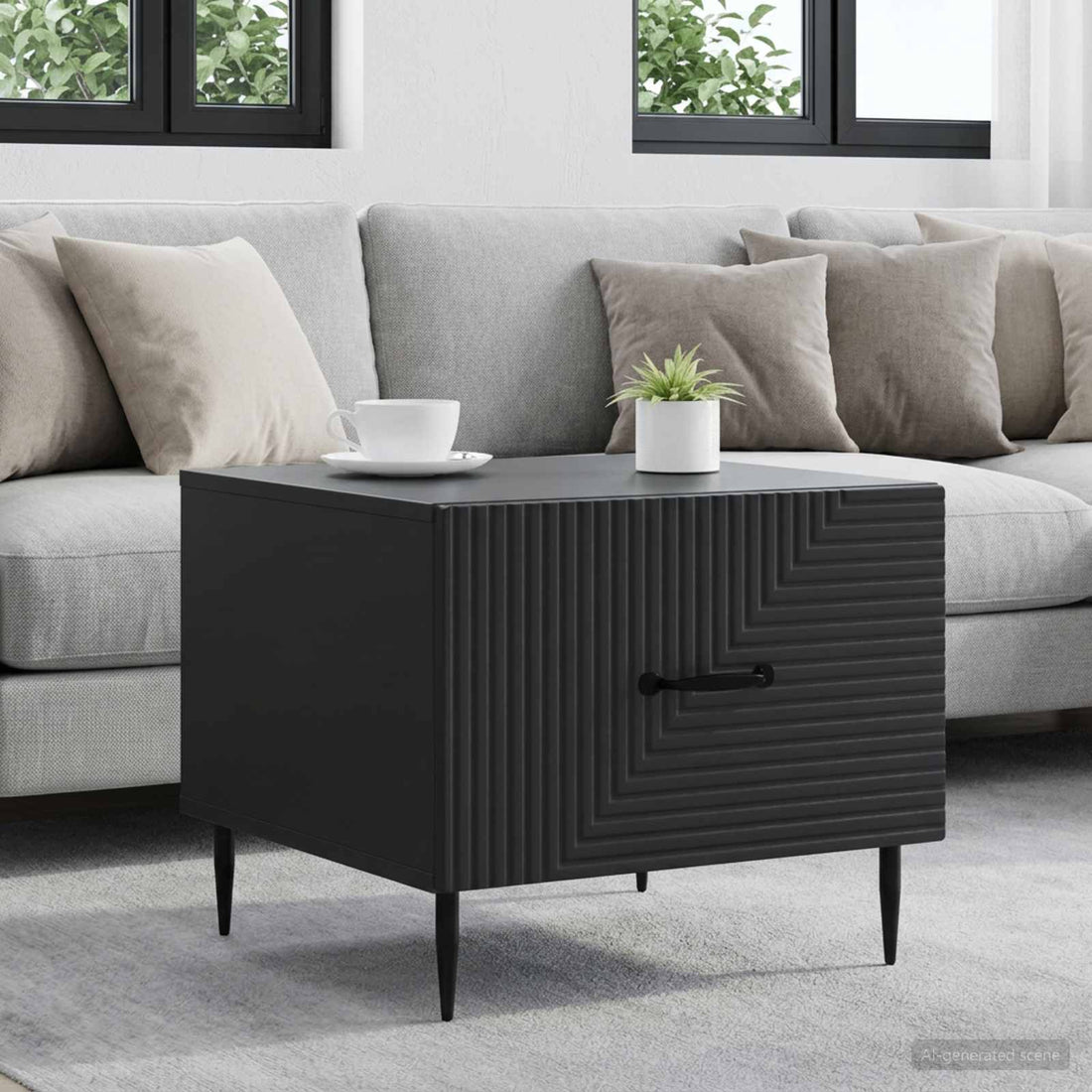 vidaXL Mesa de Café Negro 49 x 50 x 40 cm Madera de Ingeniería