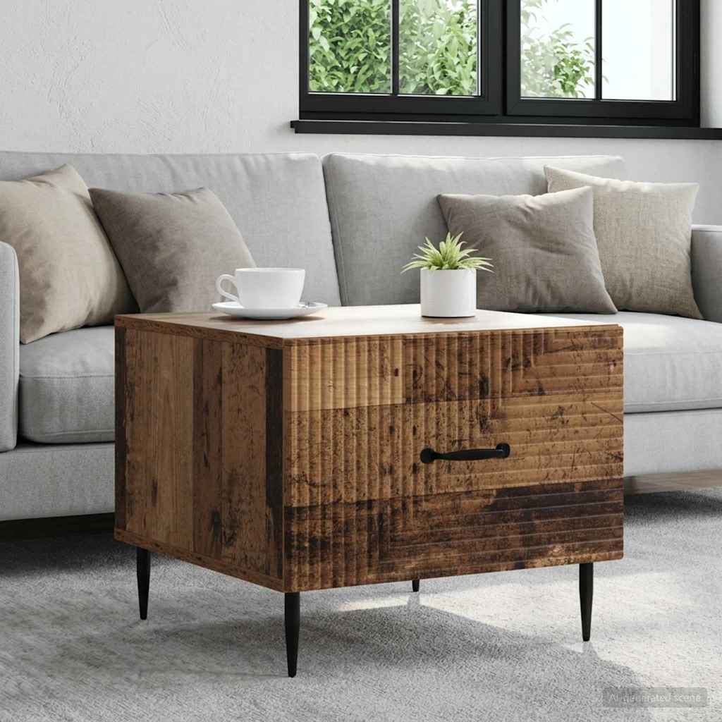 vidaXL Mesa de Café con cajón Madera envejecida 49 x 50 x 40 cm