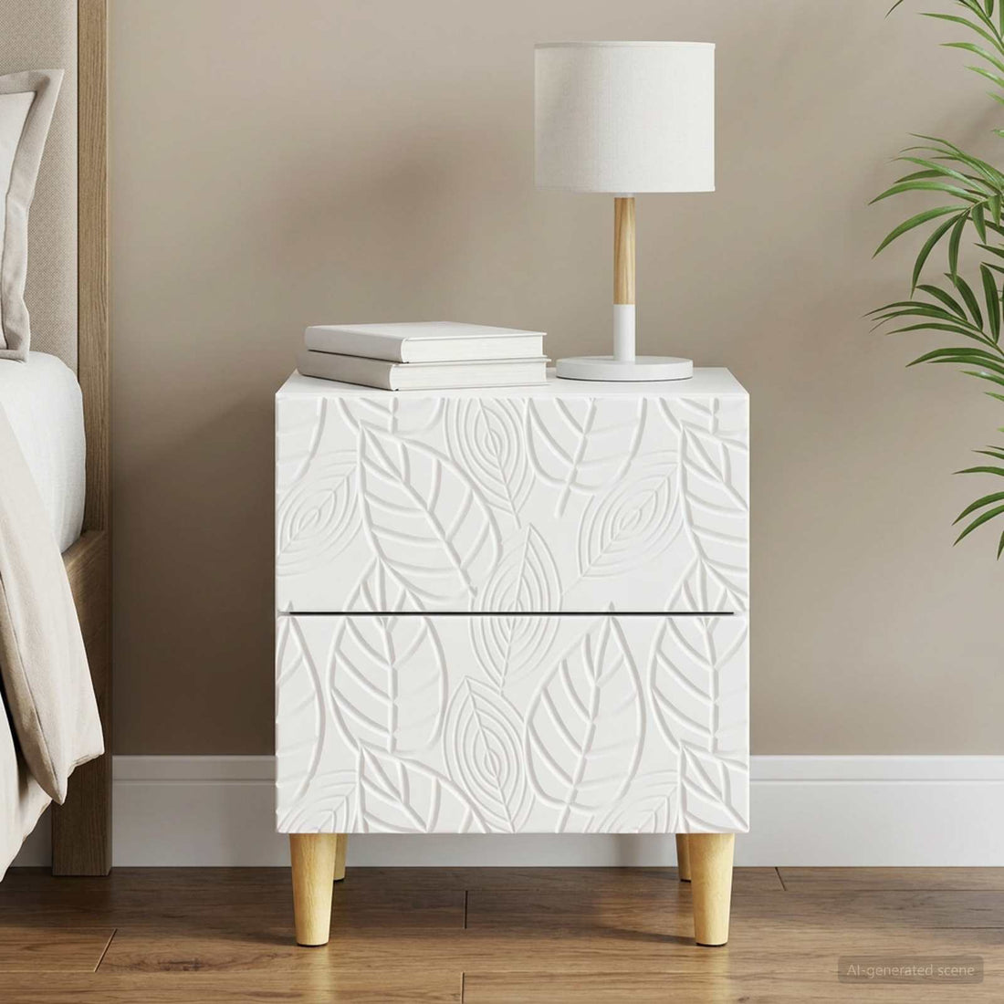vidaXL Mesita de Noche Blanco 43 x 34,5 x 48 cm Madera de ingeniería