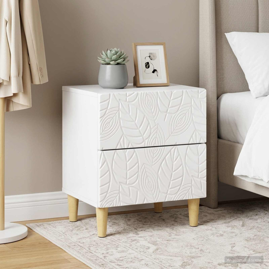 vidaXL Mesita de Noche 2 uds. Blanco Brillante 43 x 34,5 x 48 cm