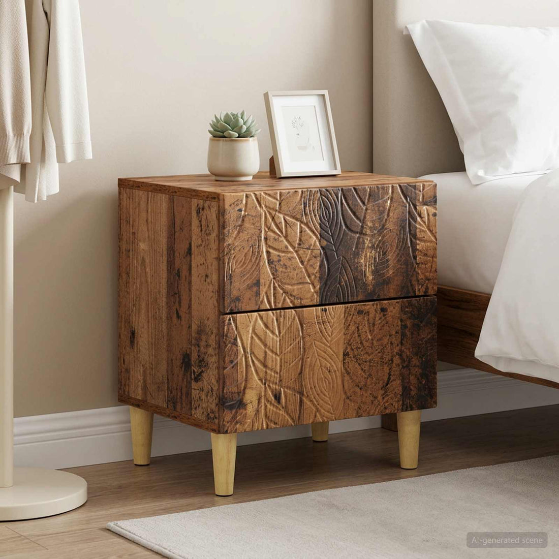vidaXL Mesita de Noche 2 uds. Madera envejecida 43 x 34,5 x 48 cm