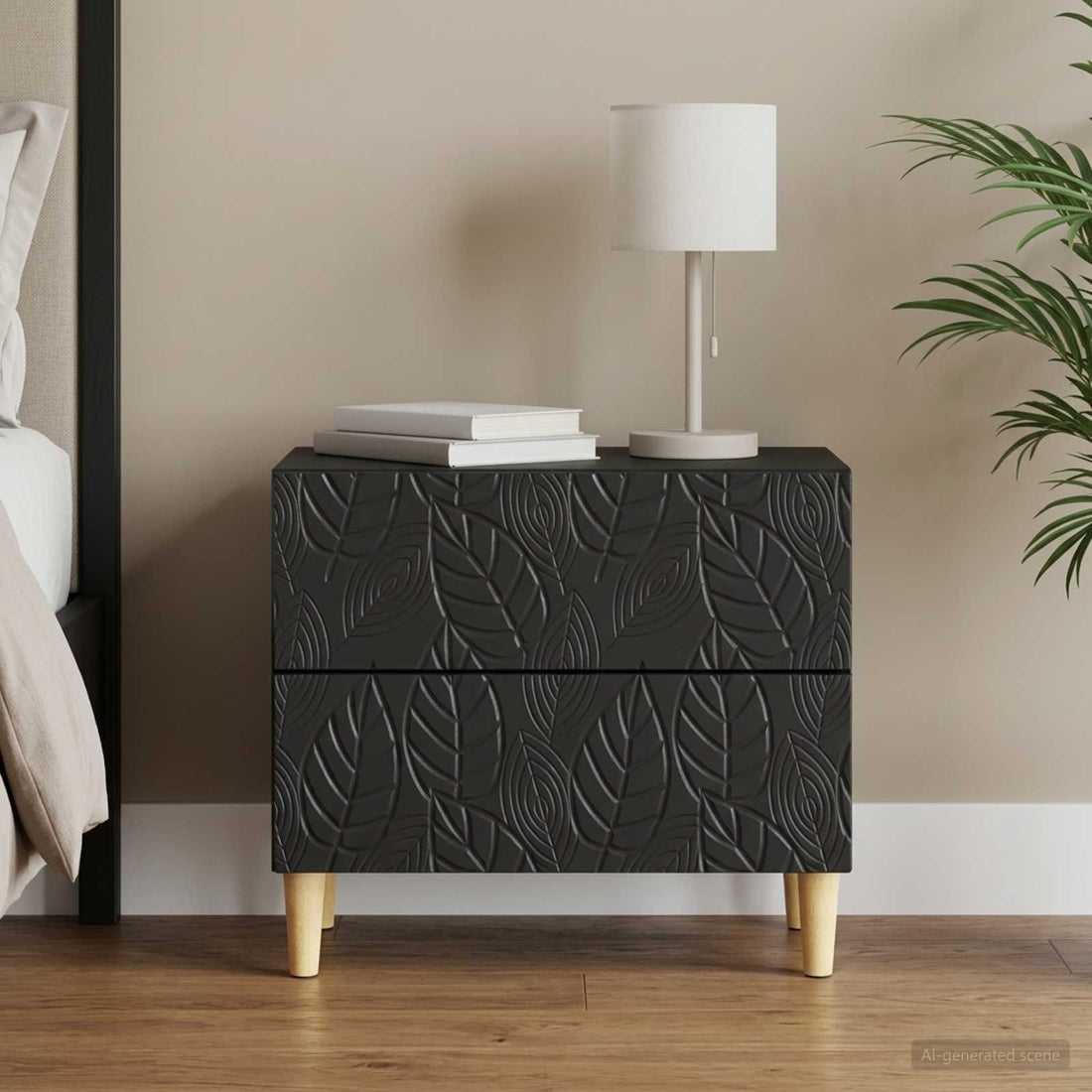 vidaXL Mesita de Noche Negro 62 x 34,5 x 48 cm Madera de ingeniería
