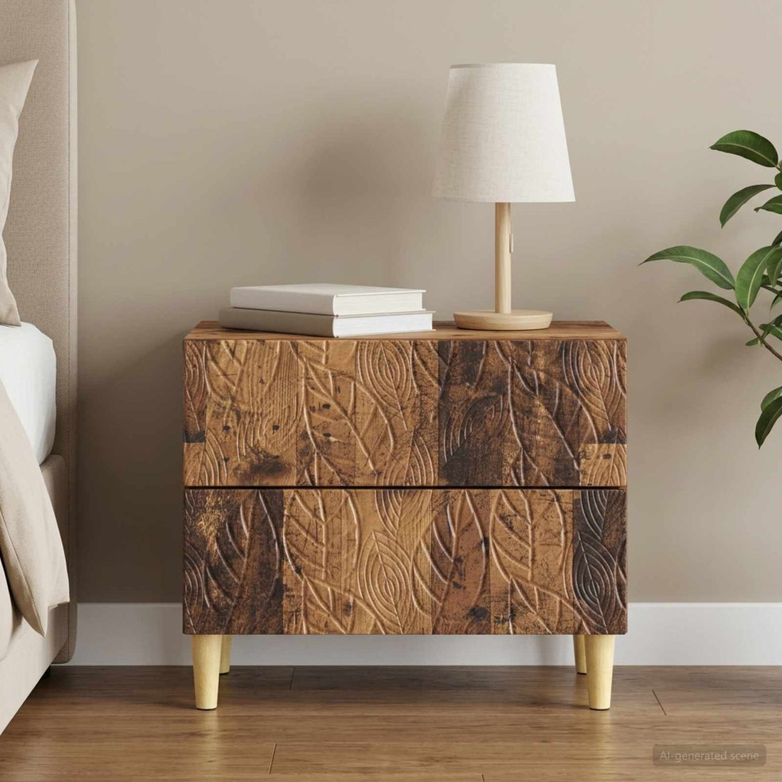vidaXL Mesita de Noche Madera envejecida 62 x 34,5 x 48 cm