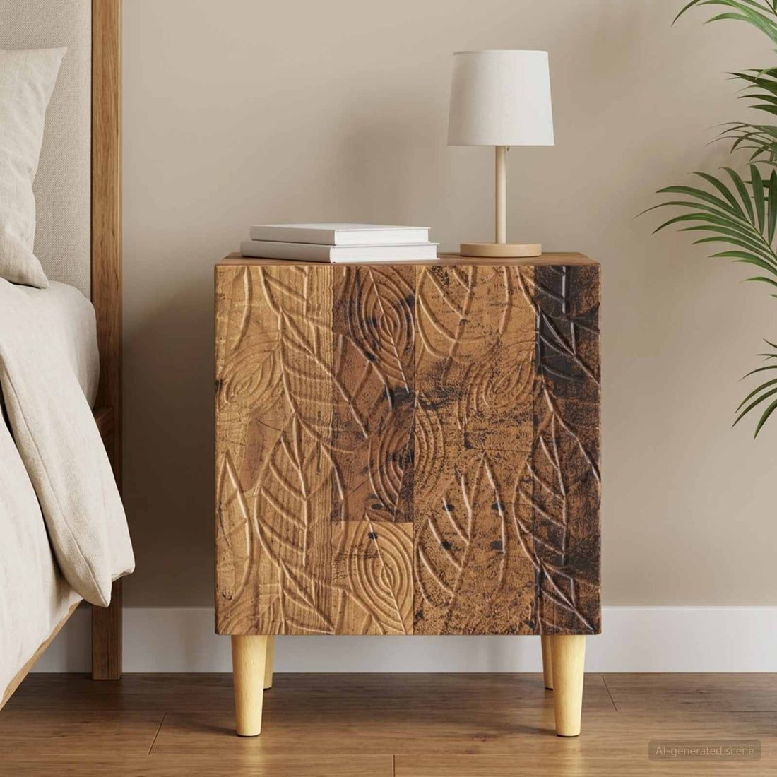 vidaXL Mesita de Noche Madera envejecida 43 x 34,5 x 50 cm