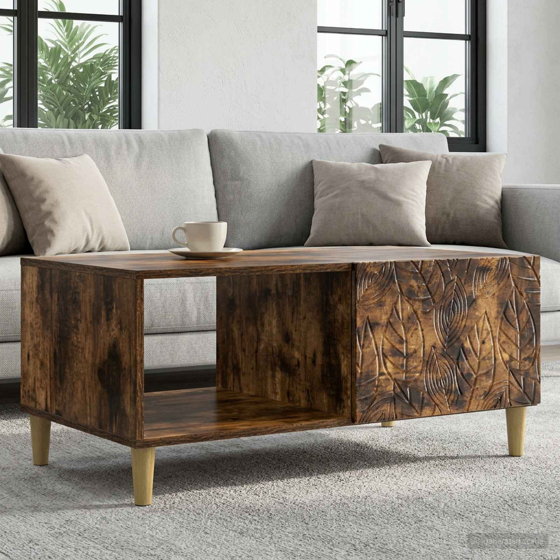 vidaXL Mesa de centro Roble Ahumado 90 x 50 x 40 cm