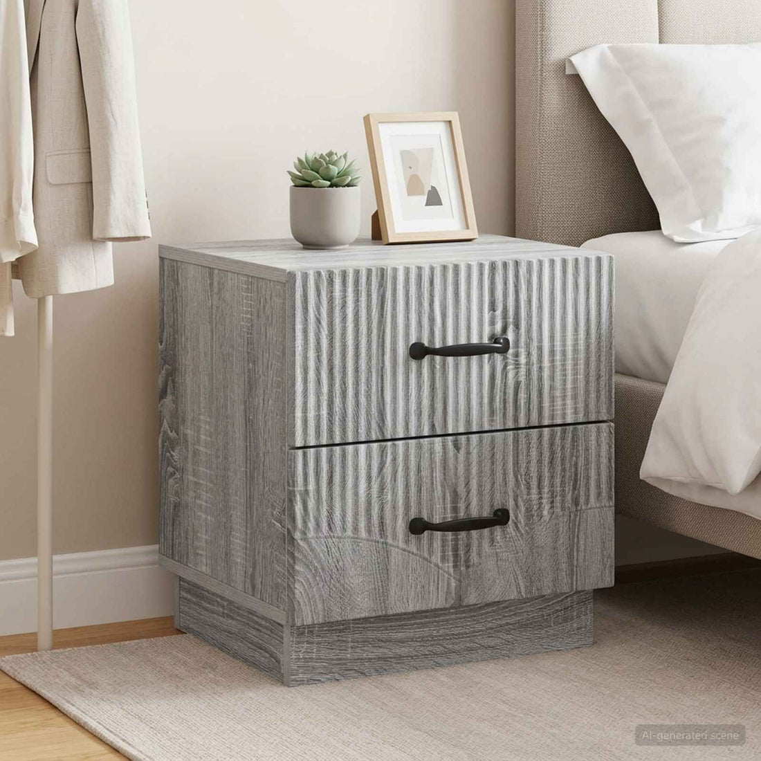 vidaXL Armario de Noche 2 uds. Gris Sonoma 43 x 34,5 x 44,5 cm