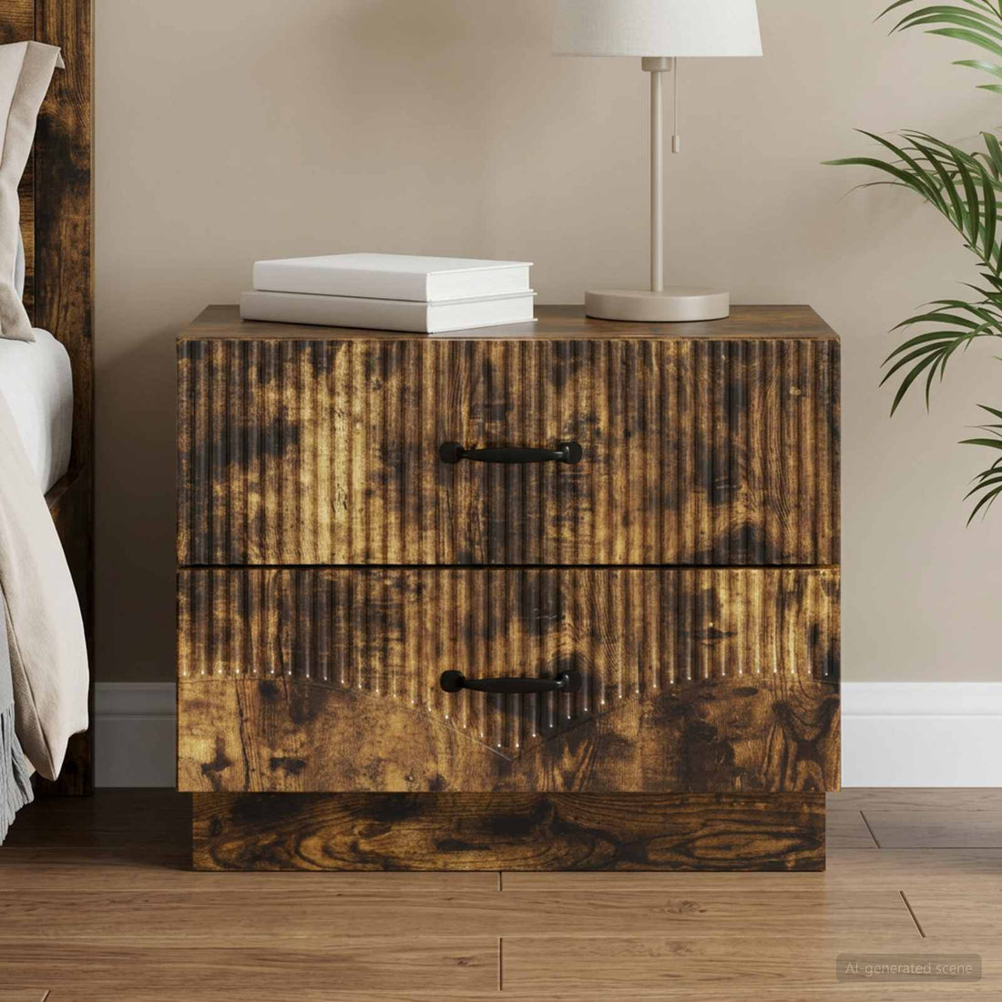 vidaXL Armario de Noche Roble Ahumado 62 x 34,5 x 44,5 cm