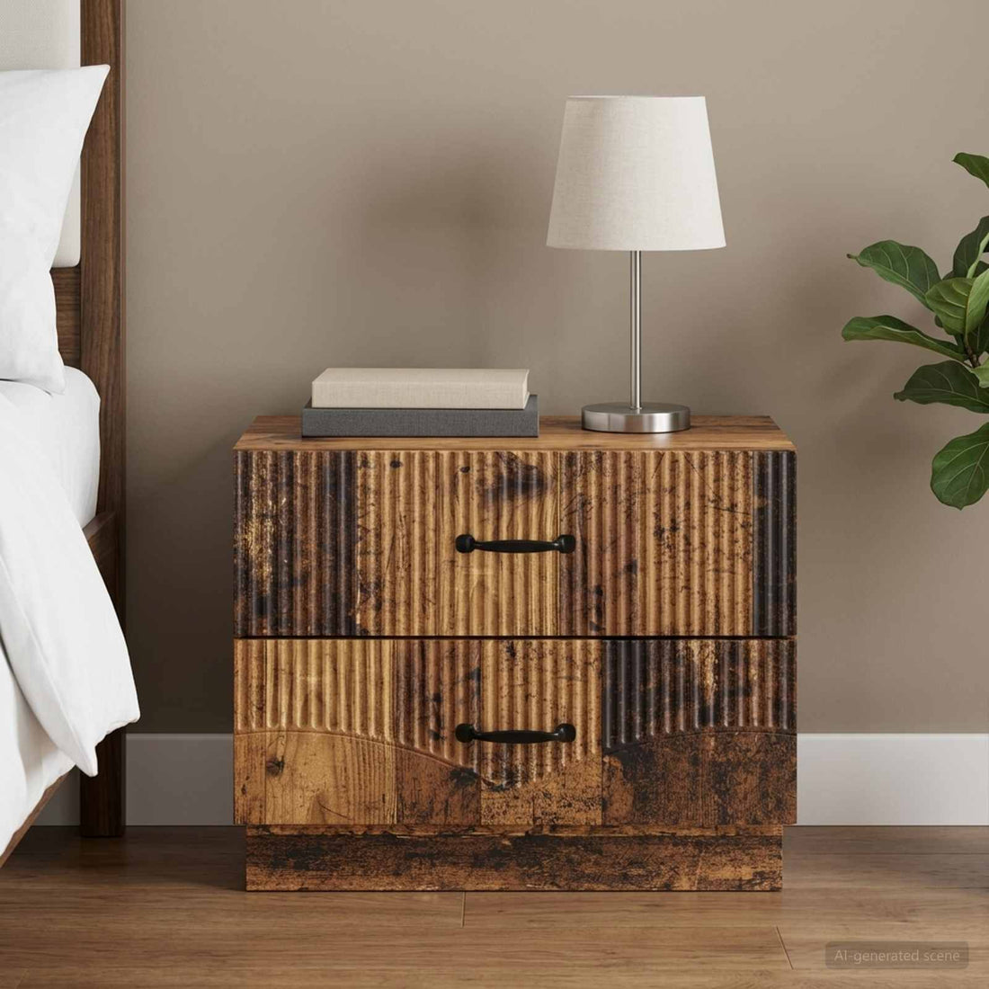 vidaXL Armario de Noche Madera envejecida 62 x 34,5 x 44,5 cm