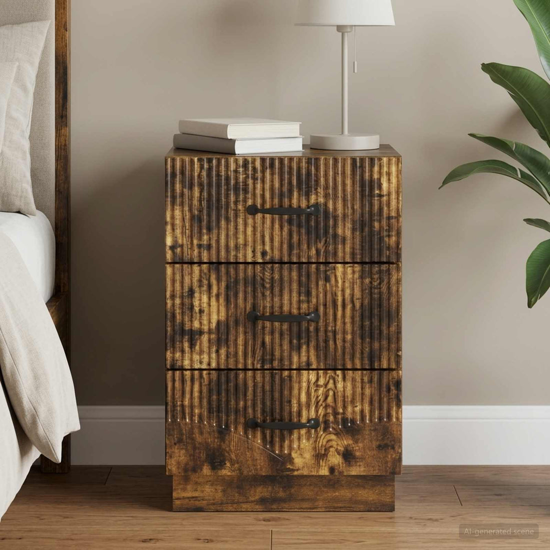 vidaXL Armario de Noche con cajón Roble Ahumado 43 x 41 x 63,5 cm