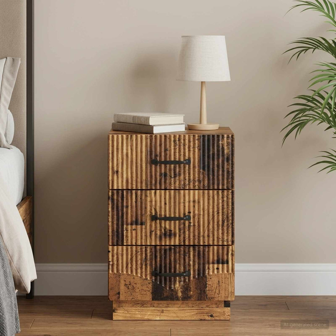vidaXL Armario de Noche con cajón Madera envejecida 43 x 41 x 63,5 cm