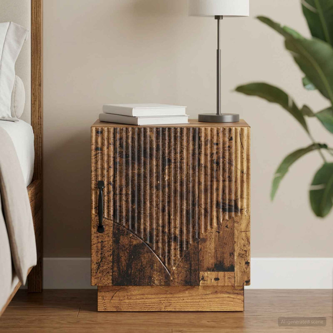 vidaXL Mesita de Noche Madera envejecida 43 x 34,5 x 47 cm