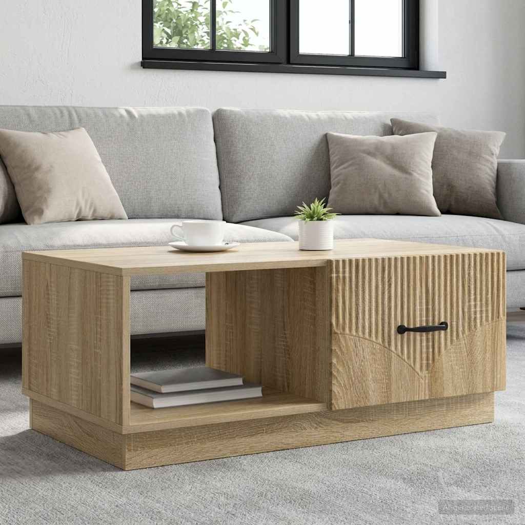 vidaXL Mesa de Café Roble Sonoma 90 x 50 x 37 cm Madera de Ingeniería