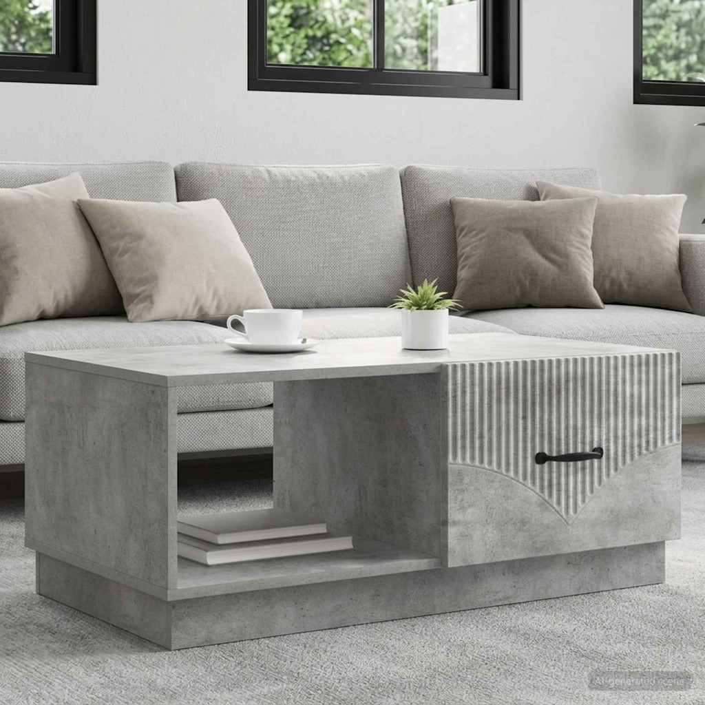 vidaXL Mesa de Café Gris Hormigón 90 x 50 x 37 cm Madera de Ingeniería