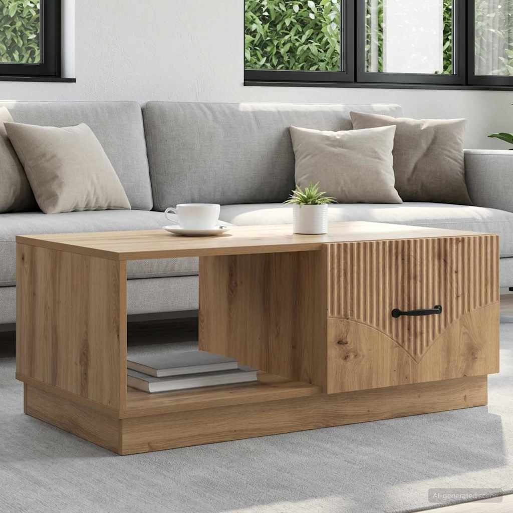 vidaXL Mesa de Café Roble artisan 90 x 50 x 37 cm Madera de Ingeniería