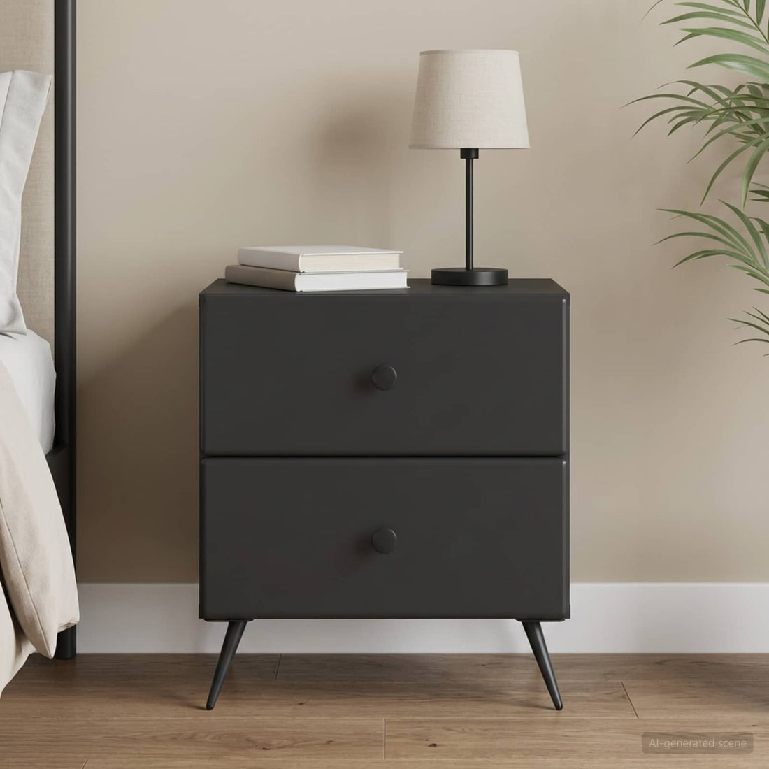 vidaXL Armario de Noche Negro 43 x 34,5 x 47,5 cm Madera de Ingeniería