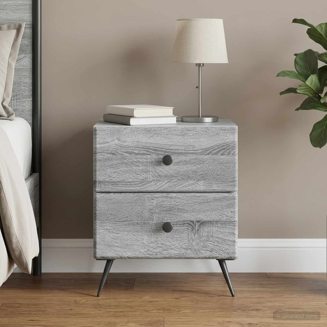 vidaXL Armario de Noche Gris Sonoma 43 x 34,5 x 47,5 cm