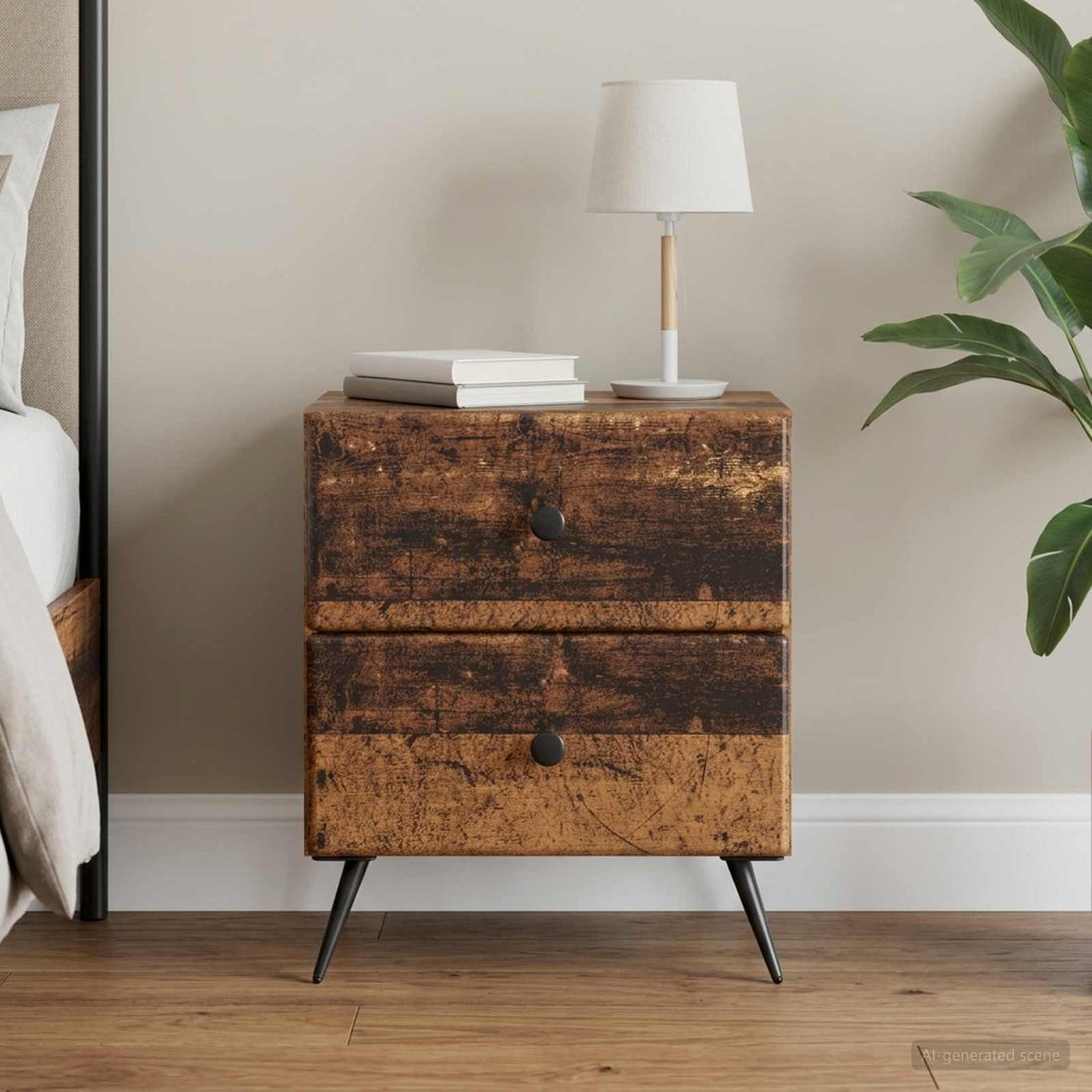 vidaXL Armario de Noche Madera envejecida 43 x 34,5 x 47,5 cm