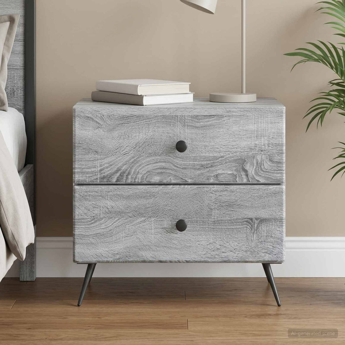 vidaXL Armario de Noche Gris Sonoma 62 x 34,5 x 47,5 cm