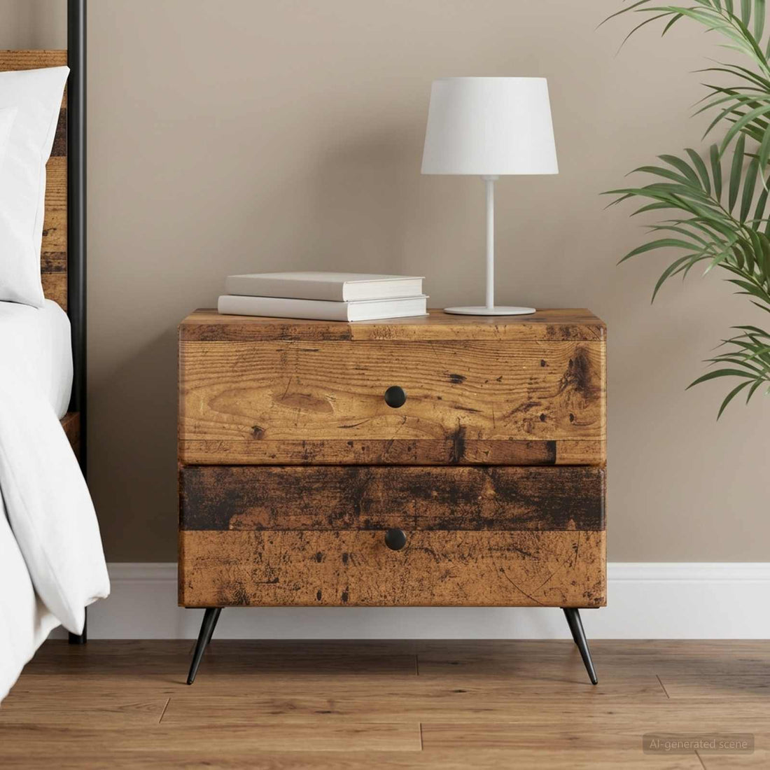 vidaXL Armario de Noche Madera envejecida 62 x 34,5 x 47,5 cm