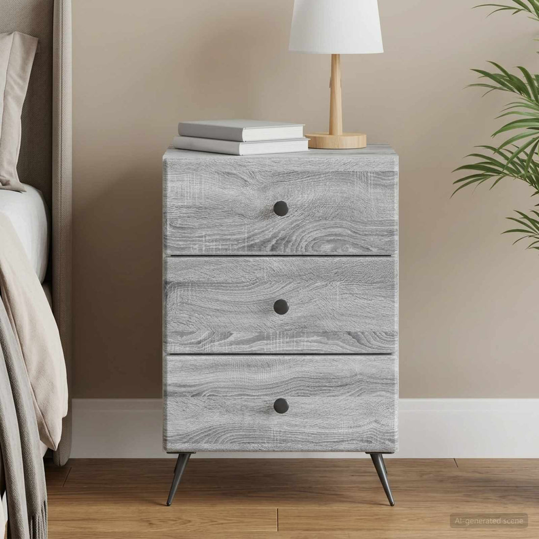 vidaXL Armario de Noche Gris Sonoma 43 x 41 x 66,5 cm