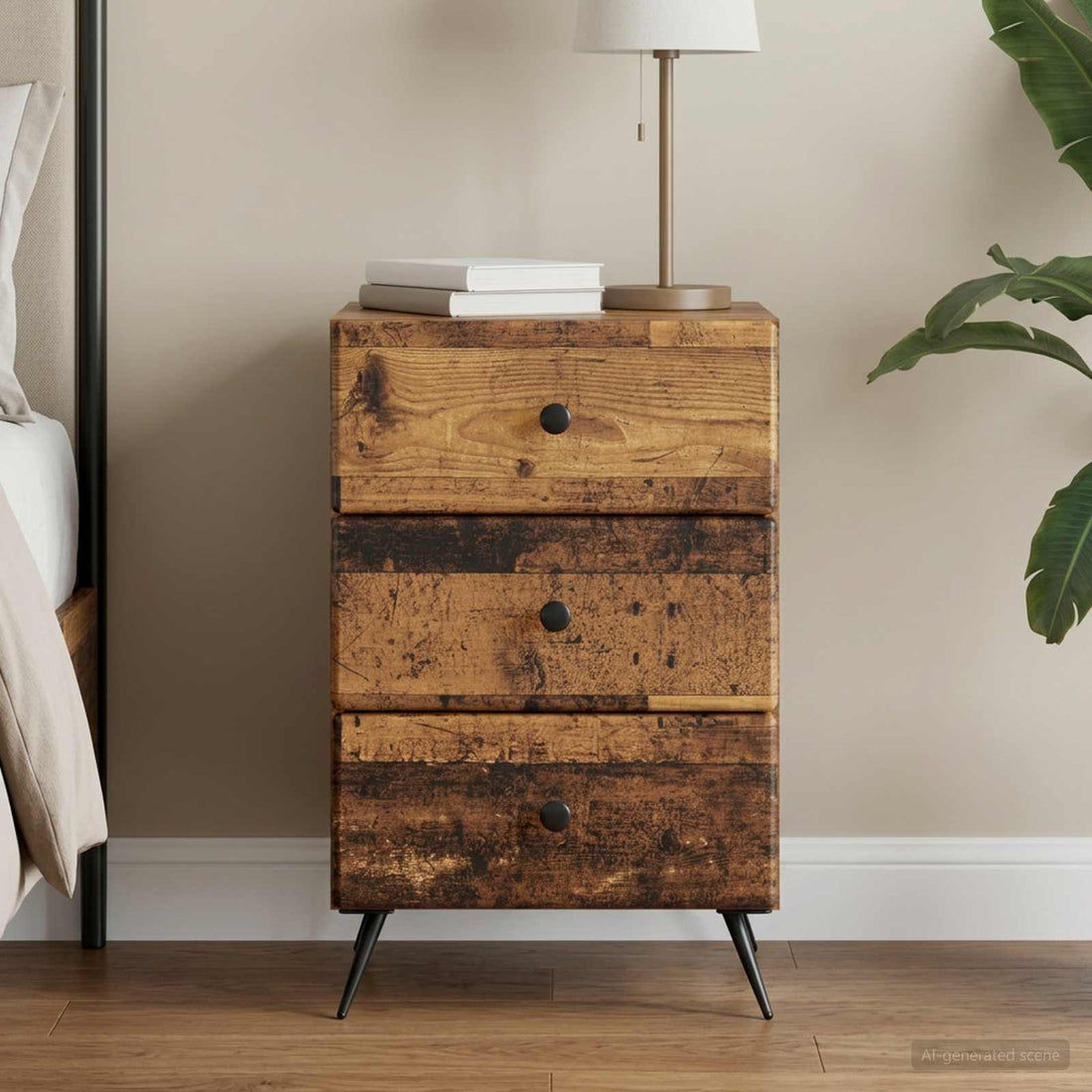 vidaXL Armario de Noche Madera envejecida 43 x 41 x 66,5 cm