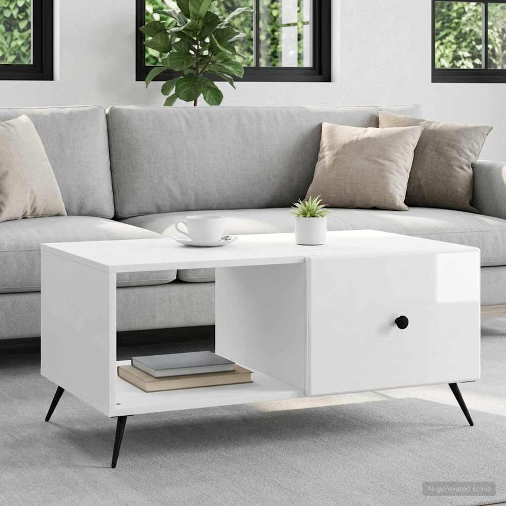 vidaXL Mesa de Café Brillante 90 x 50 x 40 cm Madera de Ingeniería