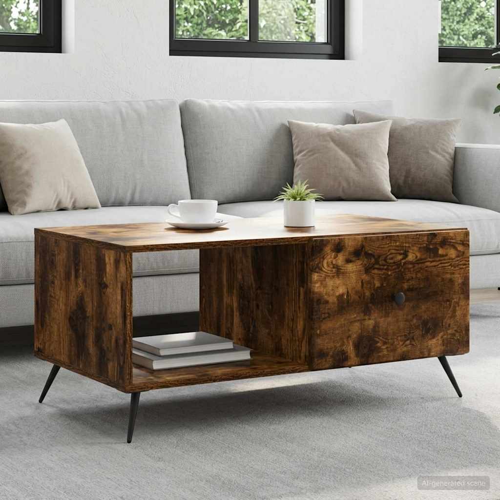 vidaXL Mesa de Café Roble Ahumado 90 x 50 x 40 cm Madera de Ingeniería