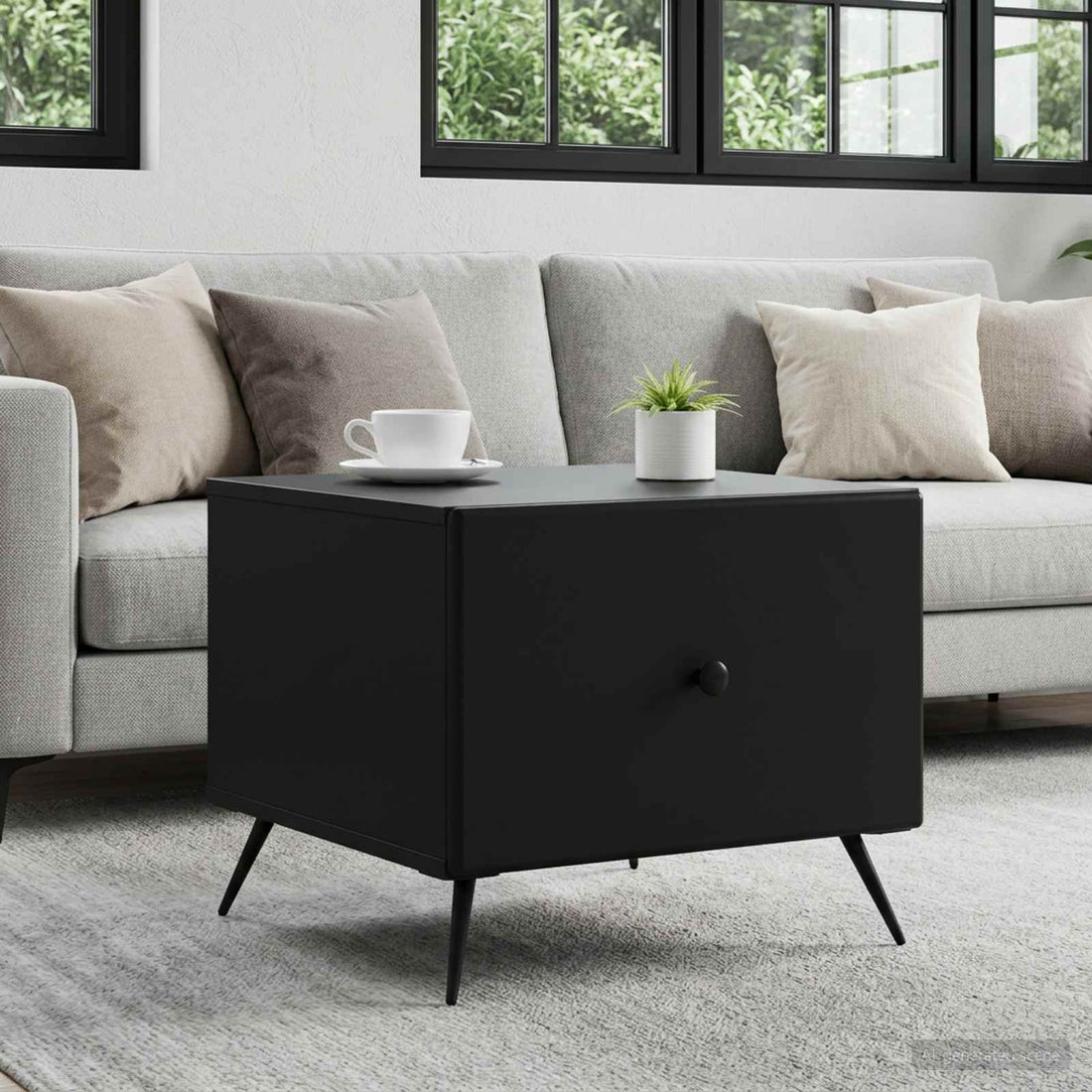 vidaXL Mesa de Café Negro 49 x 50 x 40 cm Madera de Ingeniería