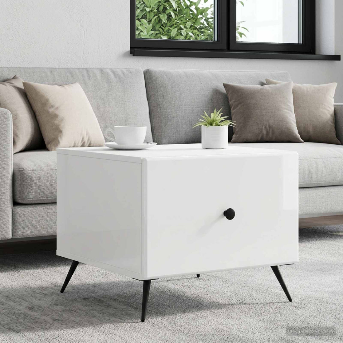 vidaXL Mesa de Café Brillante 49 x 50 x 40 cm Madera de Ingeniería