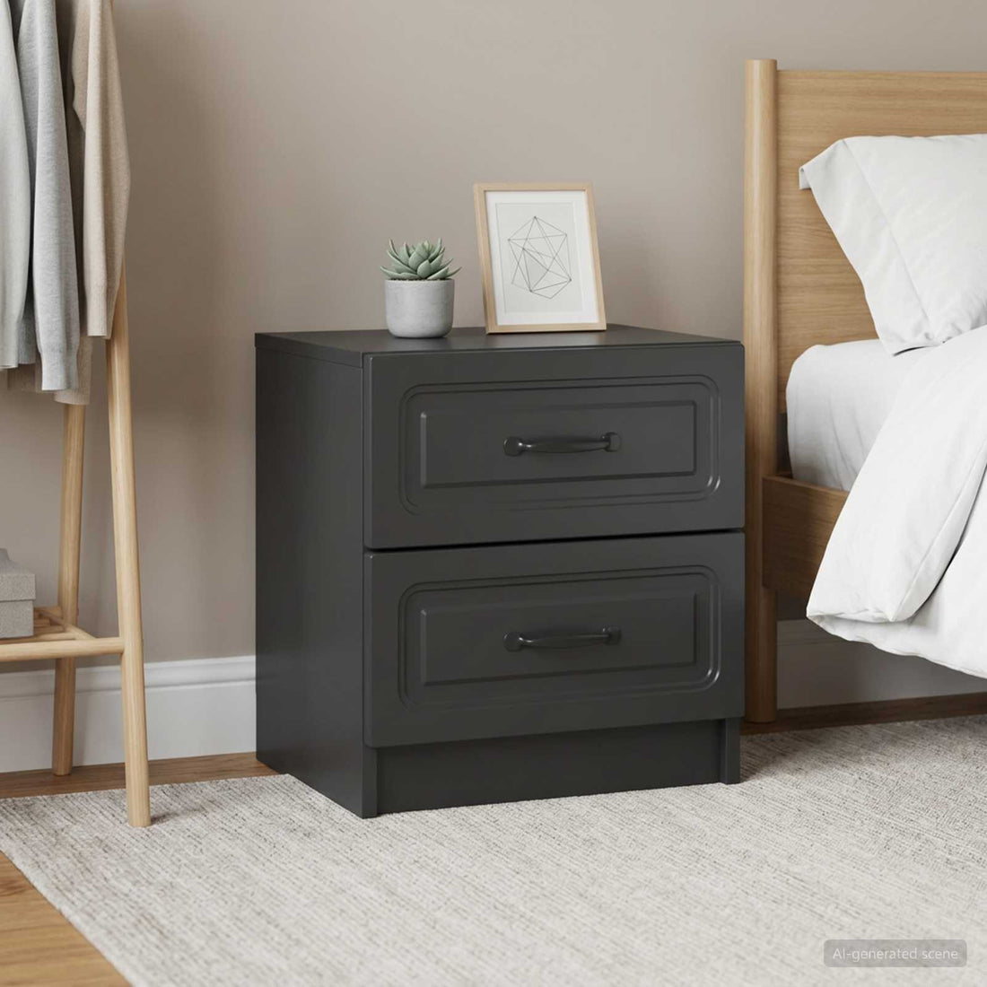vidaXL Armario de Noche 2 uds. Negro 43 x 34,5 x 44,5 cm