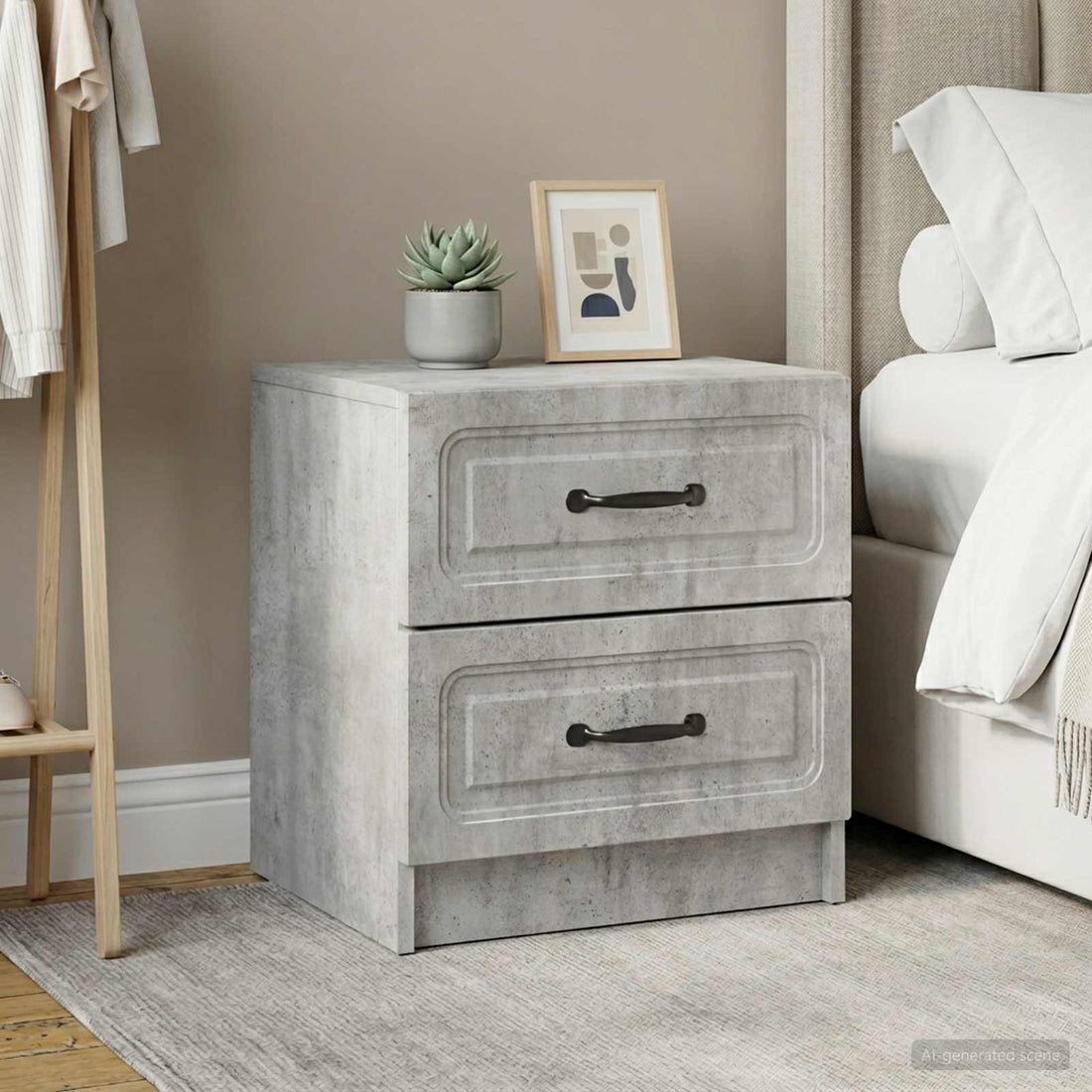 vidaXL Armario de Noche 2 uds. Gris Hormigón 43 x 34,5 x 44,5 cm