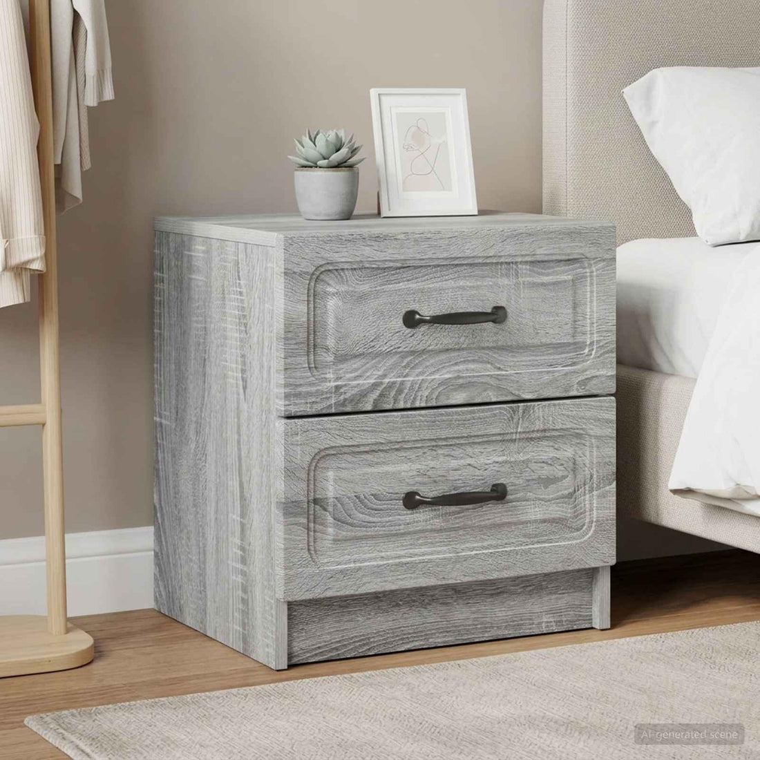 vidaXL Armario de Noche 2 uds. Gris Sonoma 43 x 34,5 x 44,5 cm