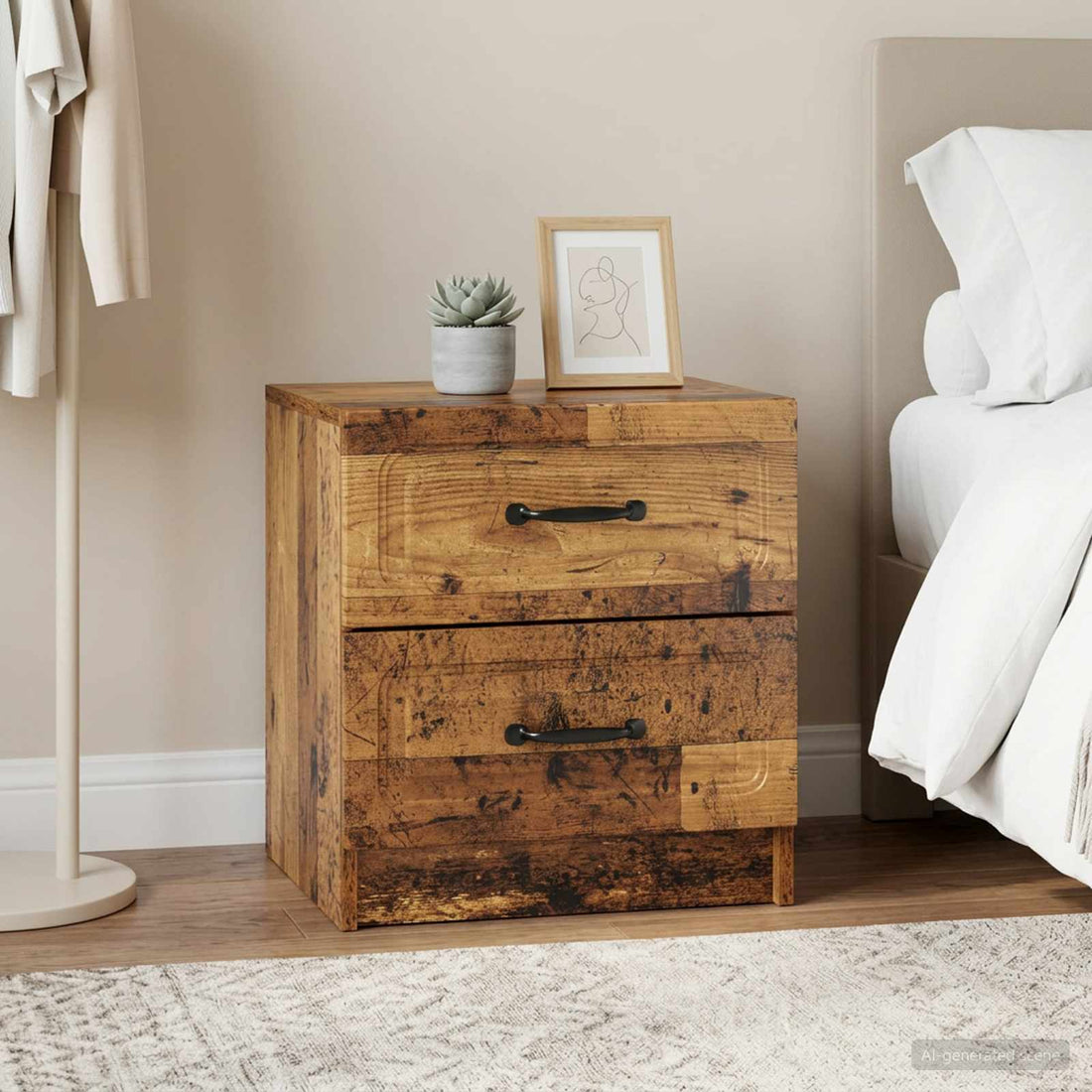 vidaXL Armario de Noche 2 uds. Madera envejecida 43 x 34,5 x 44,5 cm