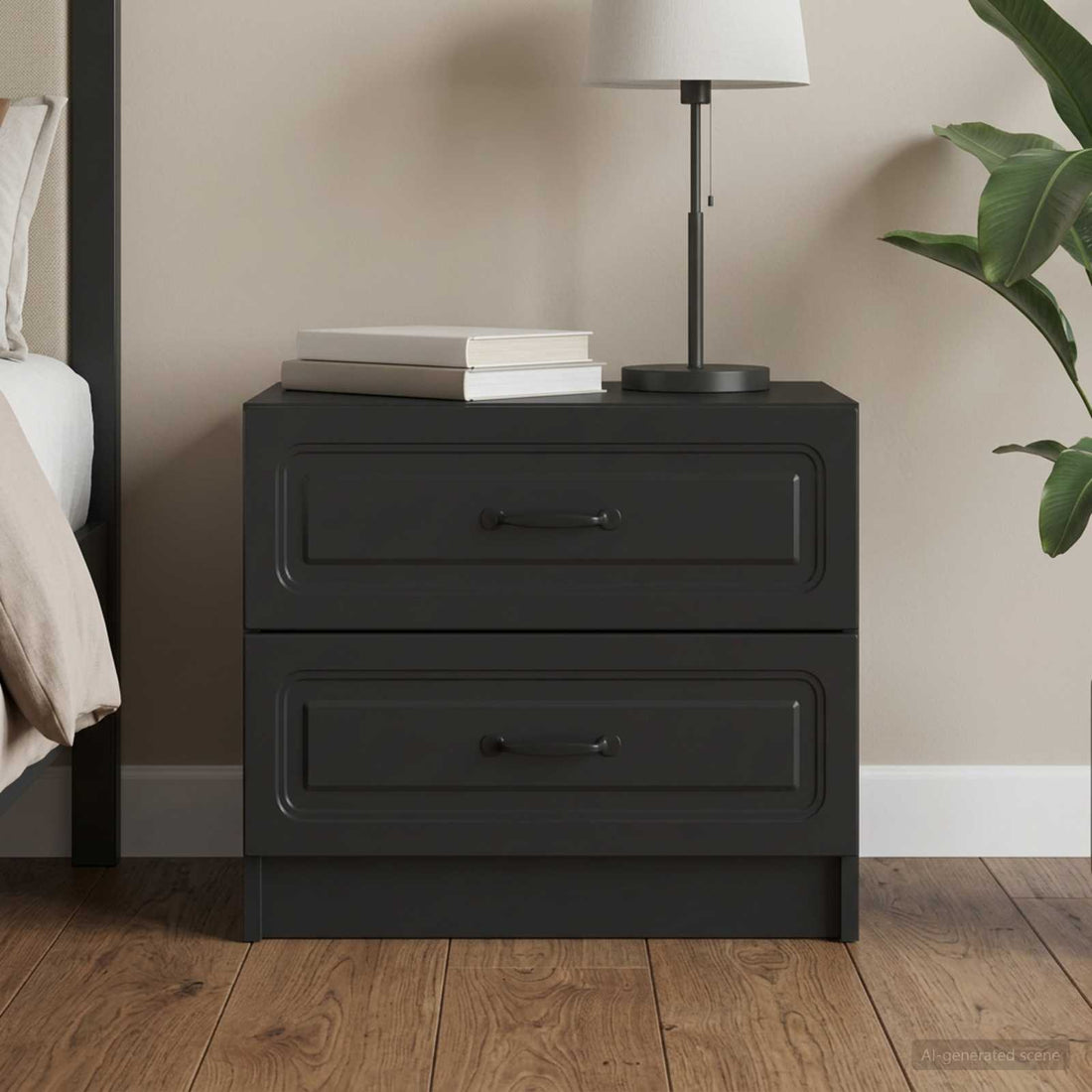 vidaXL Armario de Noche Negro 62 x 34,5 x 44,5 cm Madera de Ingeniería