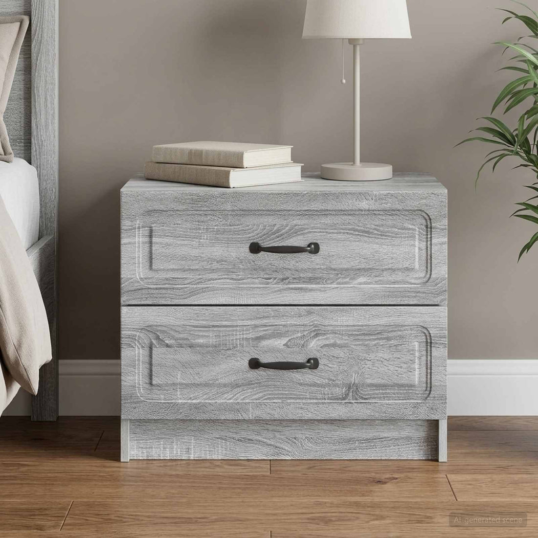 vidaXL Armario de Noche Gris Sonoma 62 x 34,5 x 44,5 cm
