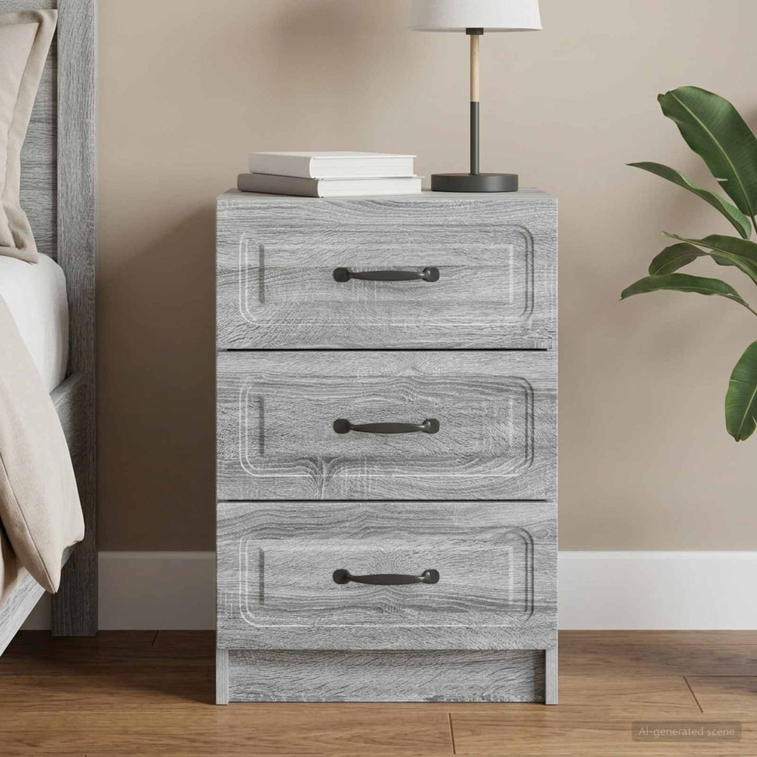 vidaXL Armario de Noche Gris Sonoma 43 x 41 x 63,5 cm