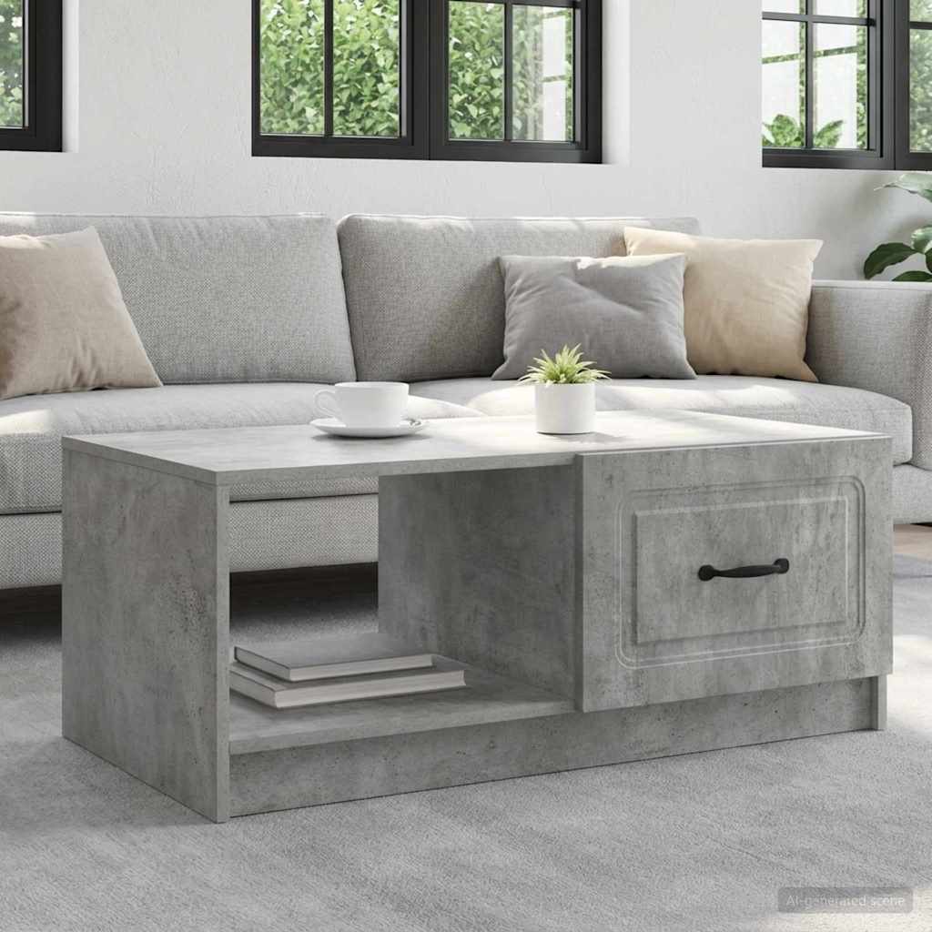 vidaXL Mesa de Café Gris Hormigón 90 x 50 x 37 cm Madera de Ingeniería