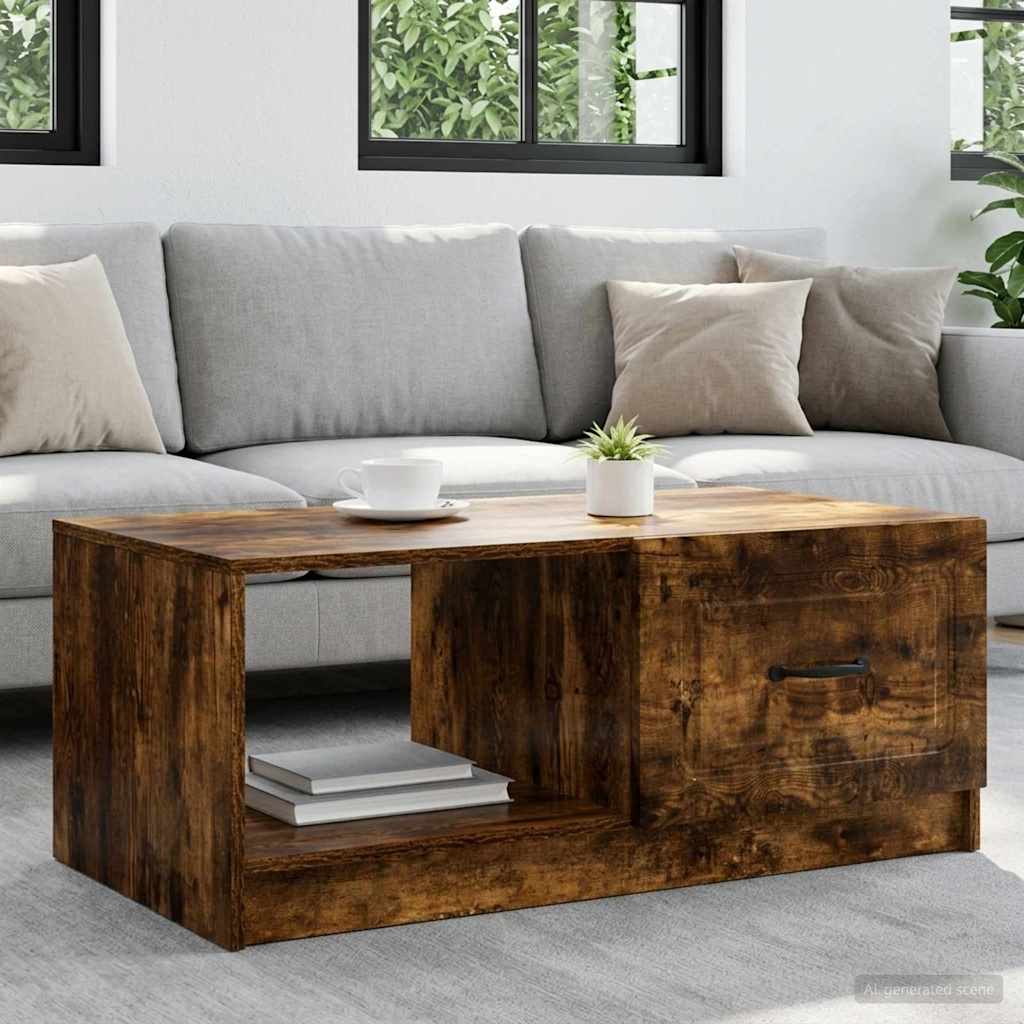 vidaXL Mesa de Café Roble Ahumado 90 x 50 x 37 cm Madera de Ingeniería