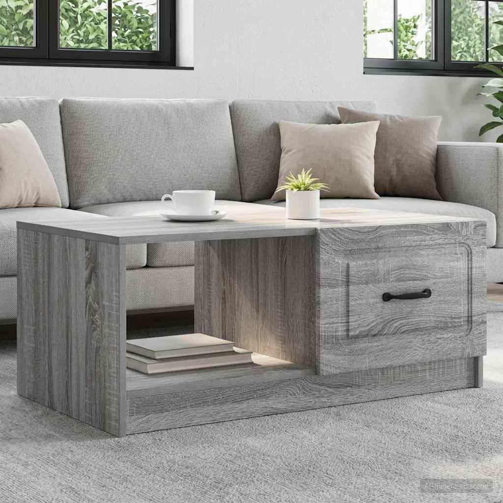vidaXL Mesa de Café Gris Sonoma 90 x 50 x 37 cm Madera de Ingeniería