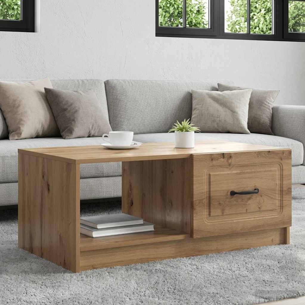 vidaXL Mesa de Café Roble artisan 90 x 50 x 37 cm Madera de Ingeniería